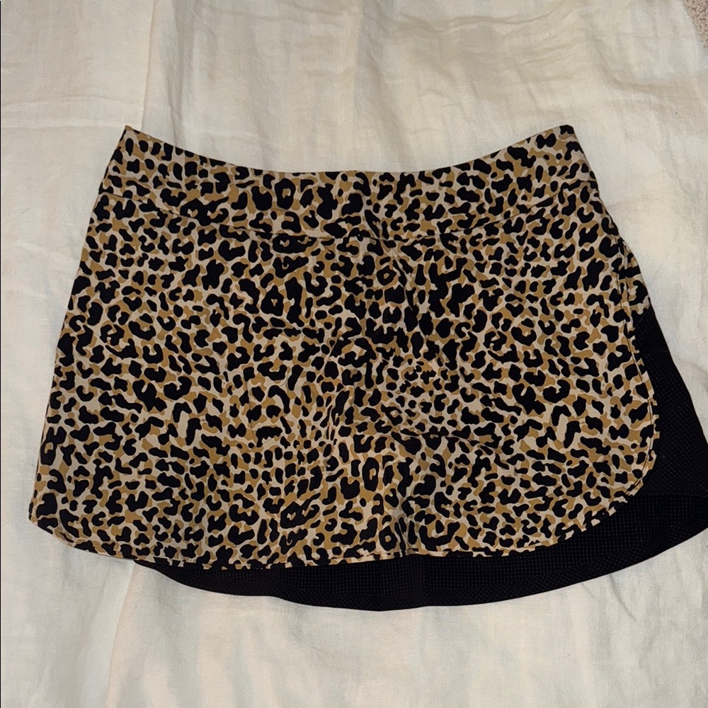 Outdoor Voices Leopard Print Mini Skirt - Tan and Black